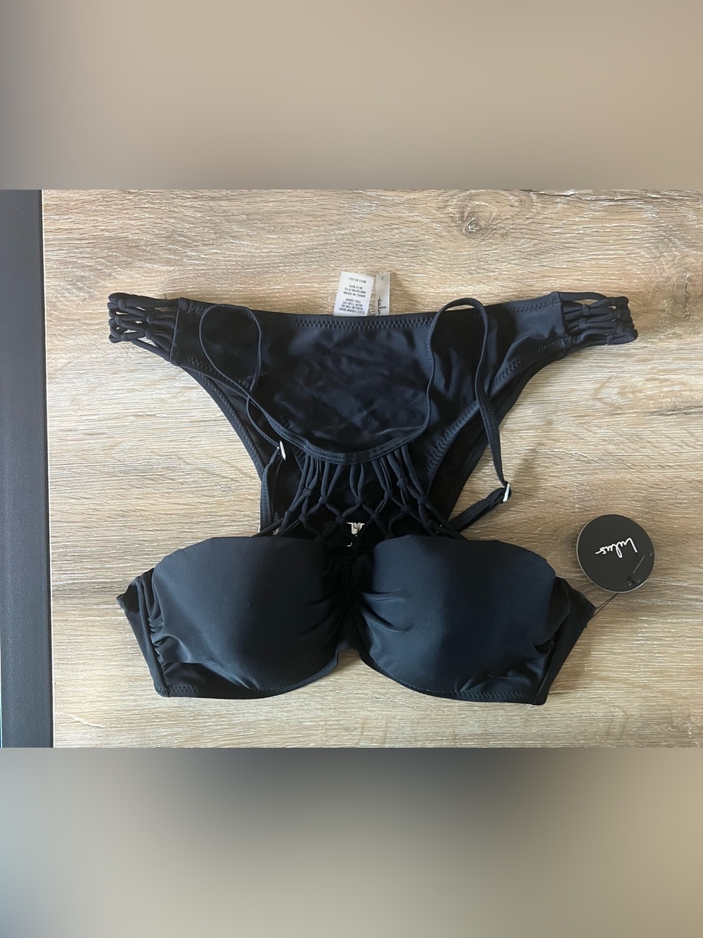 Lulu's Black Macramé-Front Women's Bikini Set